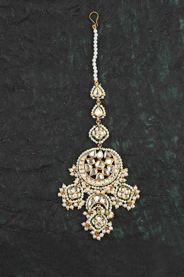 Lunar Phase Kundan Pearls Maang Tikka