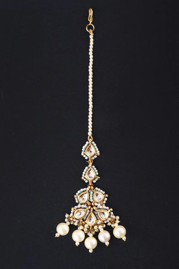 Droptop Pearls & Kundan Maang Tikka