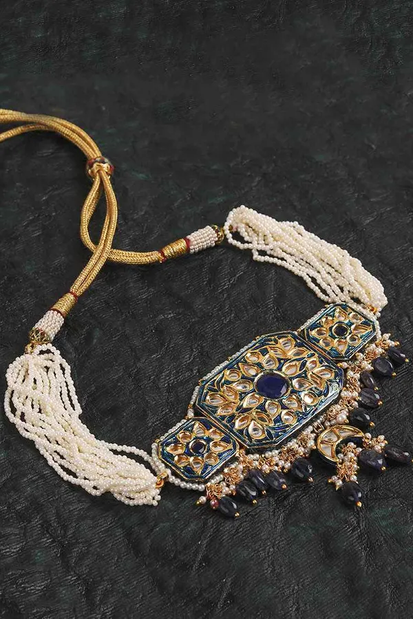Blue Meenakari Choker Necklace
