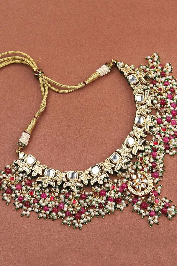Kundan Elegance Red & Green Choker
