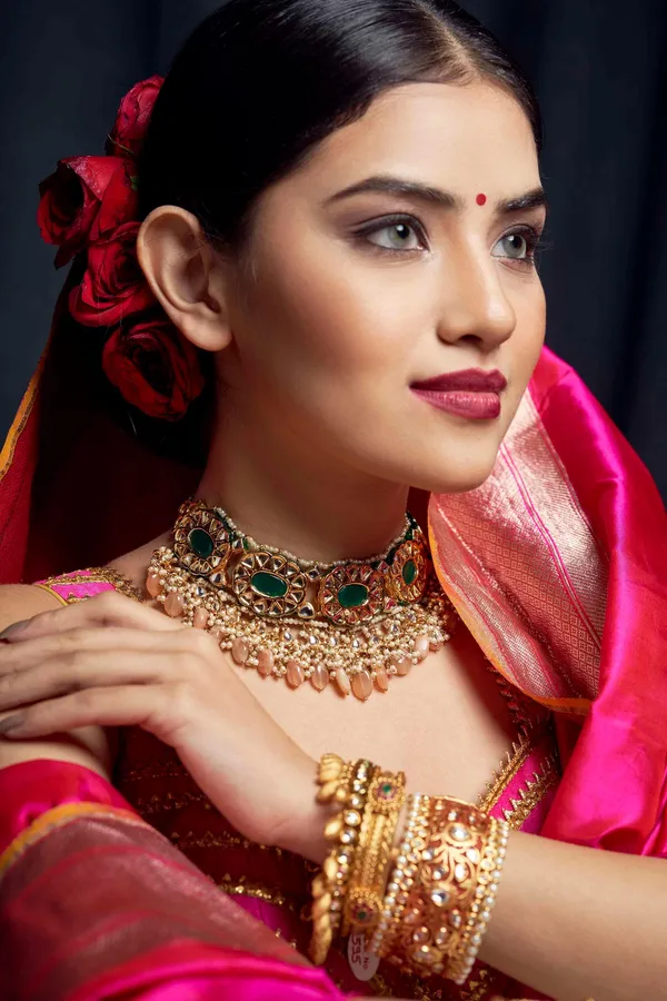 Green Pink Moonstone Choker Necklace