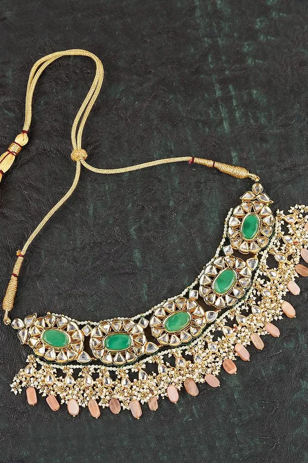 Green Pink Moonstone Choker Necklace