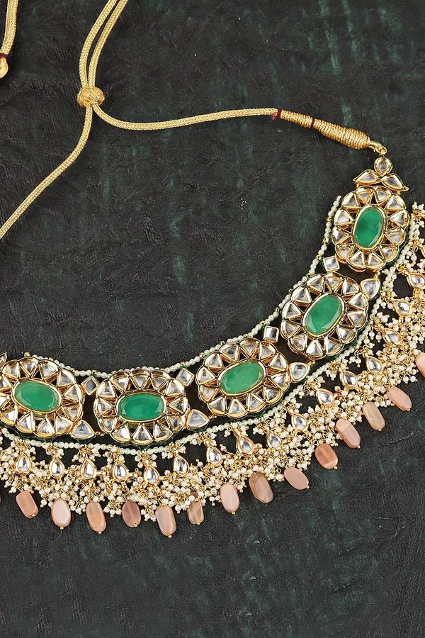 Green Pink Moonstone Choker Necklace