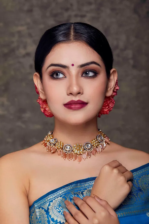 Coral Flower Kundan Choker Necklace