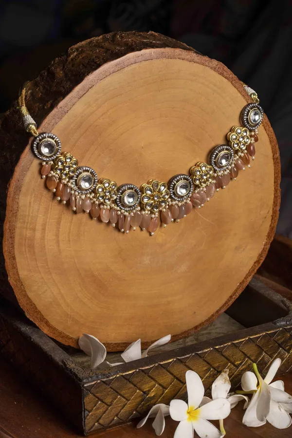 Coral Flower Kundan Choker Necklace