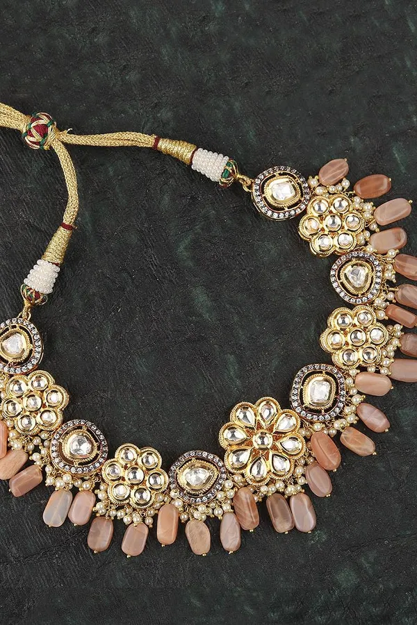 Coral Flower Kundan Choker Necklace