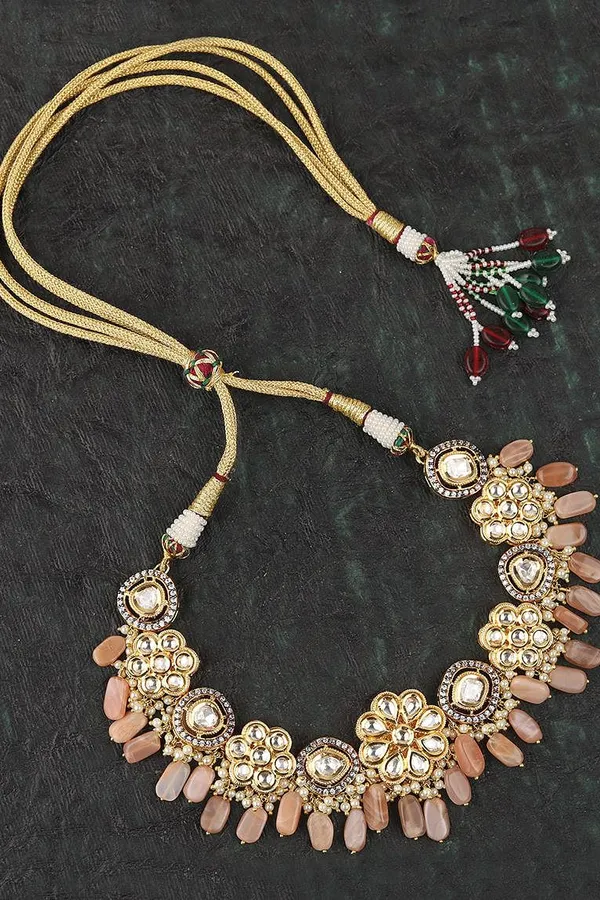 Coral Flower Kundan Choker Necklace