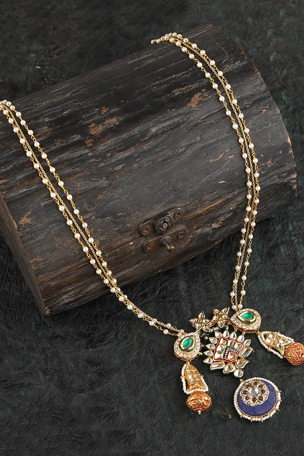 Blue Kundan & Pearl Cobalt Rani Necklace