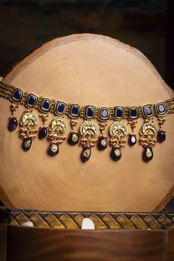 Prussian Passion Purple Kundan Choker Necklace