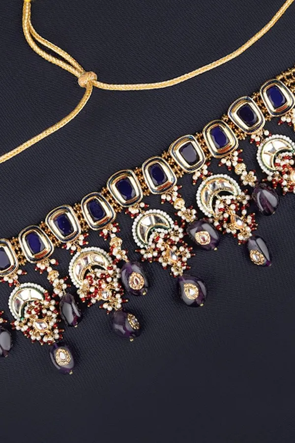 Prussian Passion Purple Kundan Choker Necklace