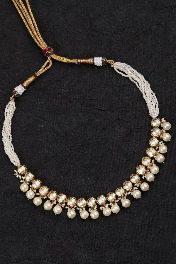 Snow White Pearls Kundan Necklace