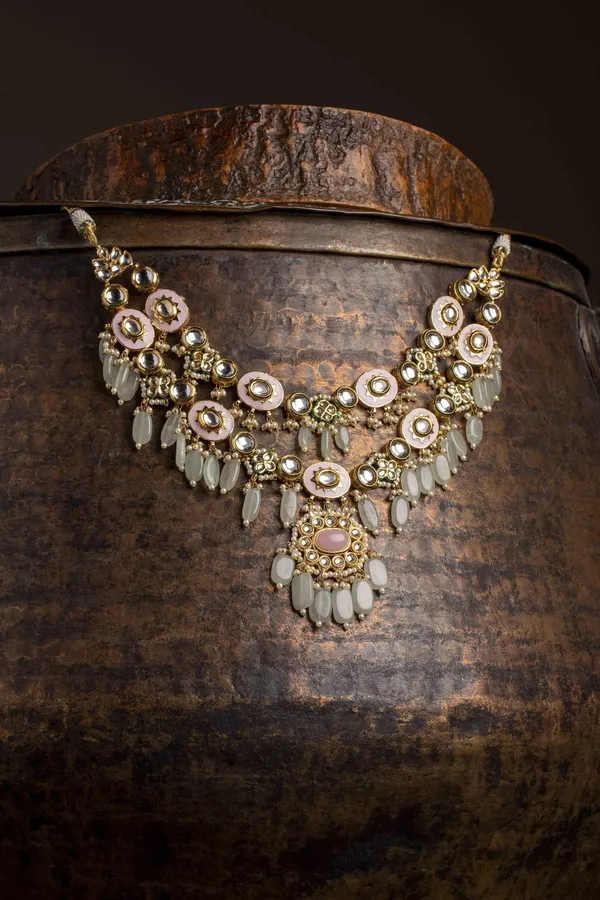 Pink Meenakari Gulabi Grace Kundan Necklace