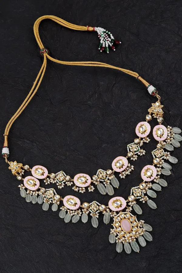 Pink Meenakari Gulabi Grace Kundan Necklace