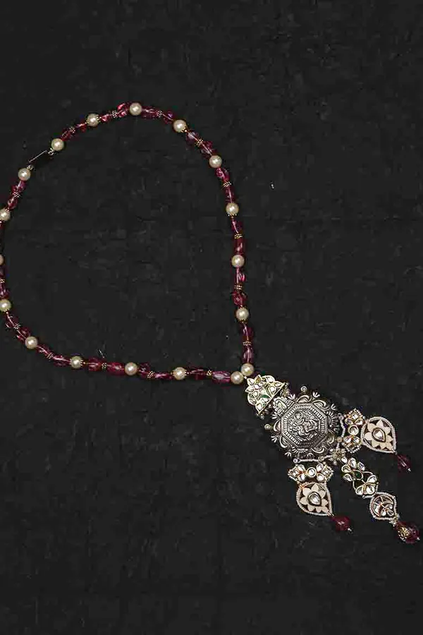 Silver Pendant Tourmaline Drops Necklace