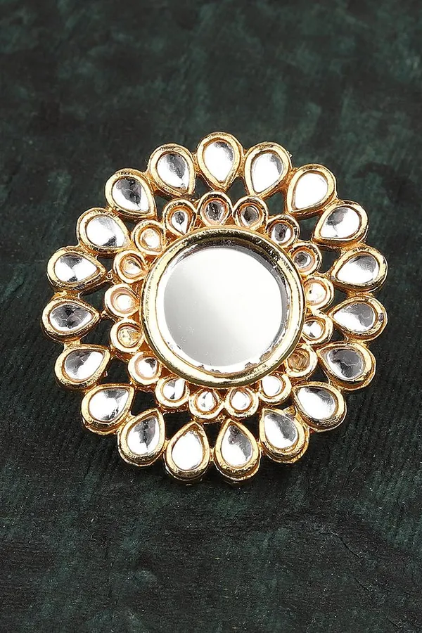 White Kundan Cocktail Ring