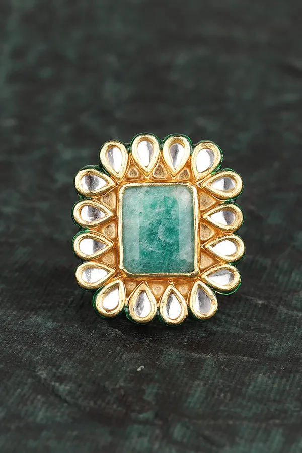 Cubic Green Cocktail Ring