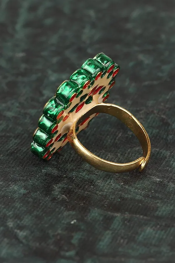 Cubic Green Cocktail Ring