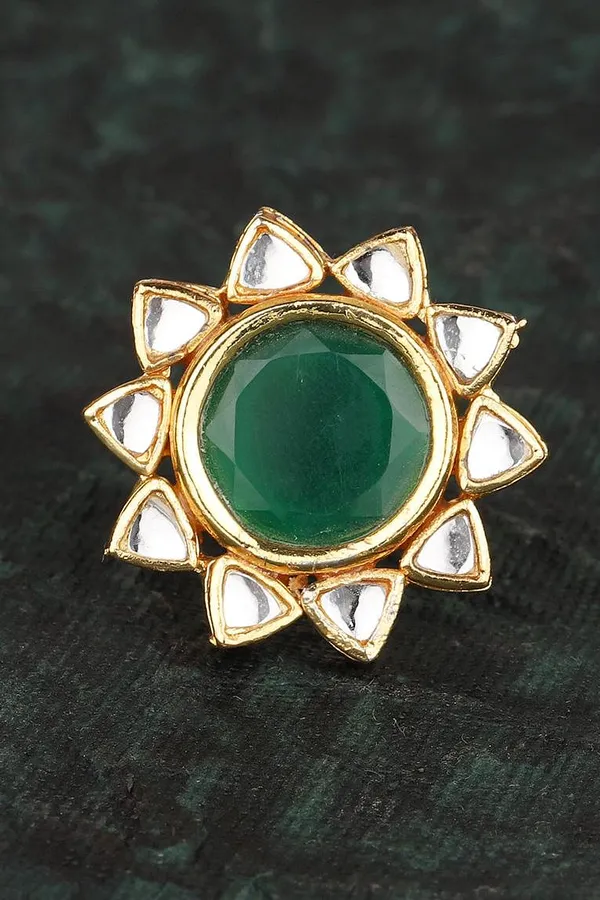 Green Star Kundan Cocktail Ring