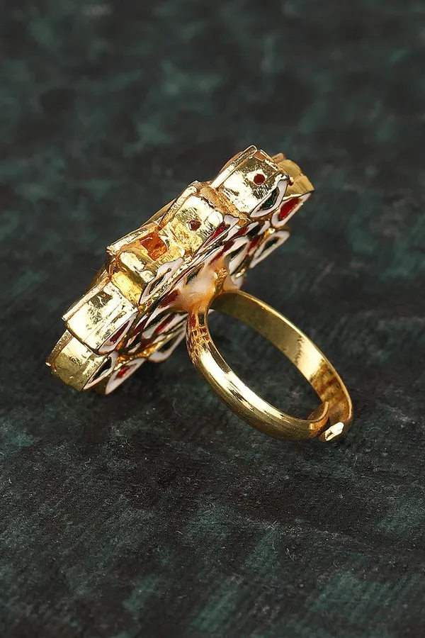 Green Star Kundan Cocktail Ring