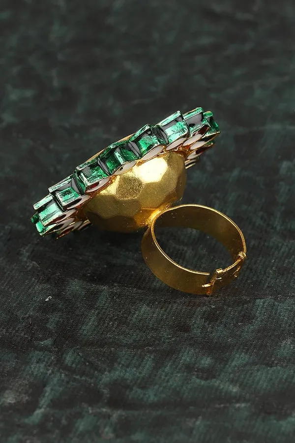 All White Kundan Cocktail Ring