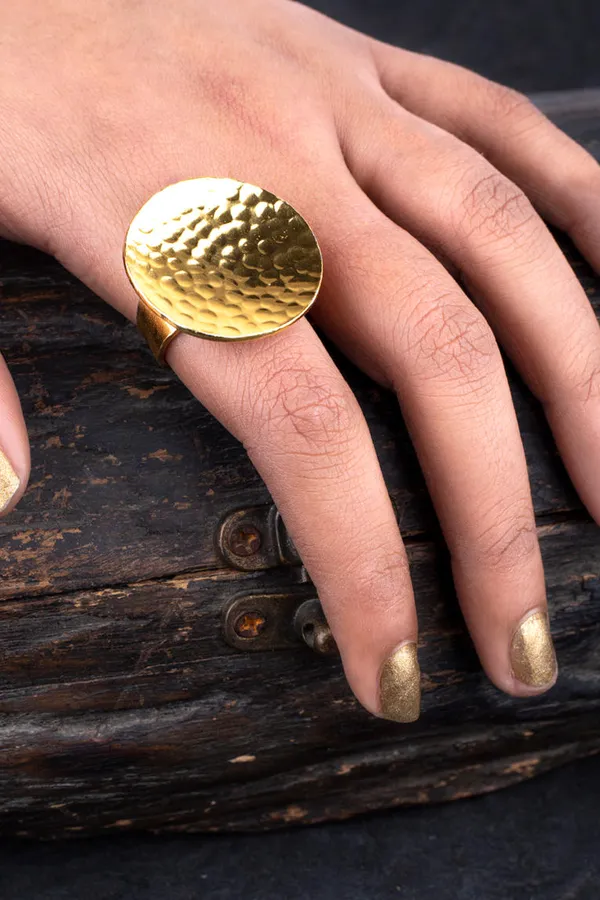 Gold Finish Beaten Ring