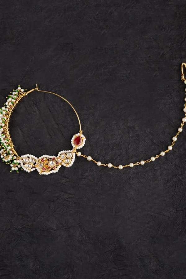 Mor Pankh Red Kundan Nath