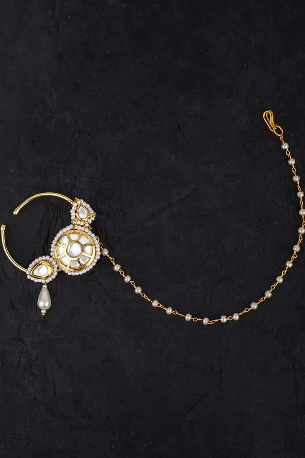 Pearl Drop with Biya Kundan Nath