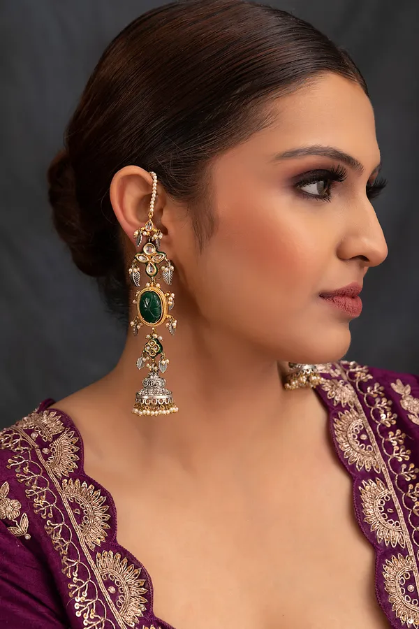 Emeralds Silver Jhumkis