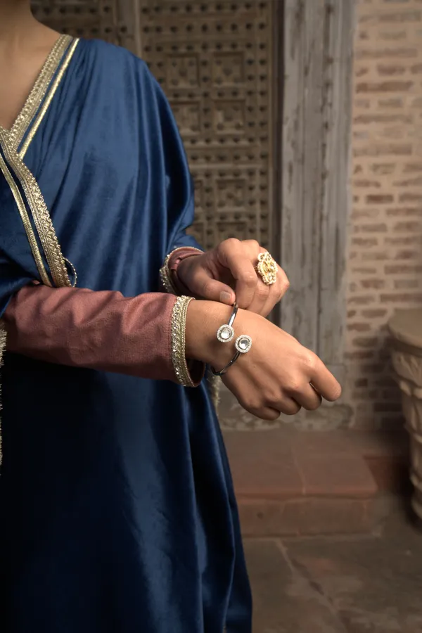 Silver Zirconia Adjustable Bangle Bracelet