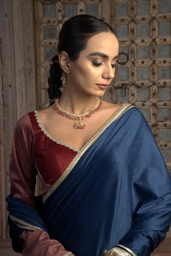 Gold & White Kundan Chand Tourmaline Stones Necklace