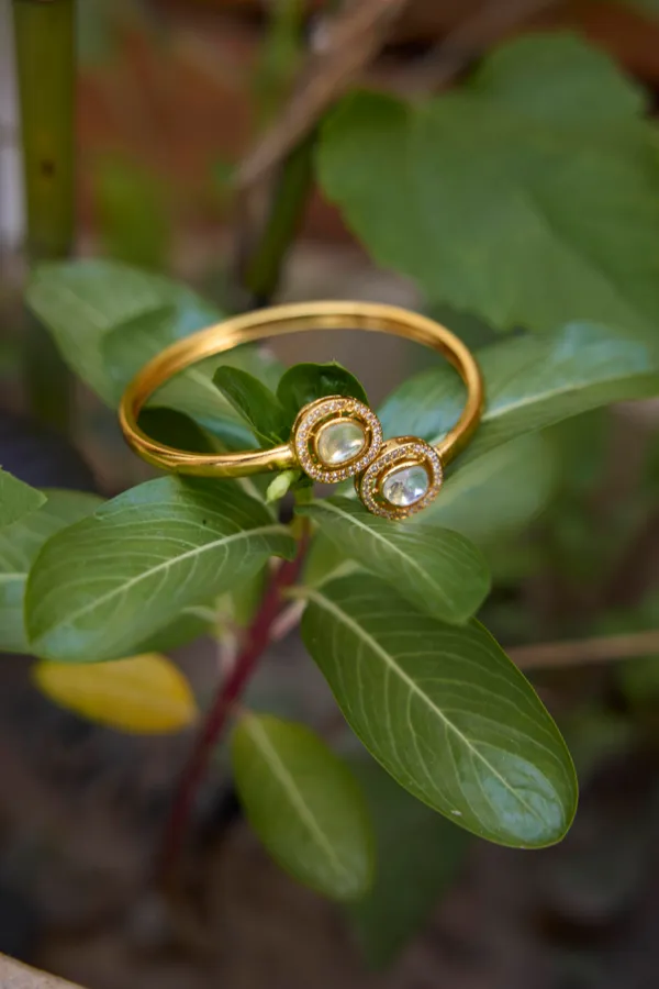 Gold Zirconia Adjustable Bangle Bracelet