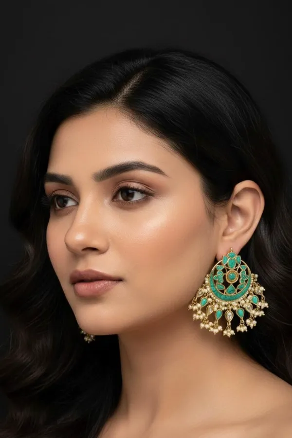 Feroza Kundan Chandbali Earrings