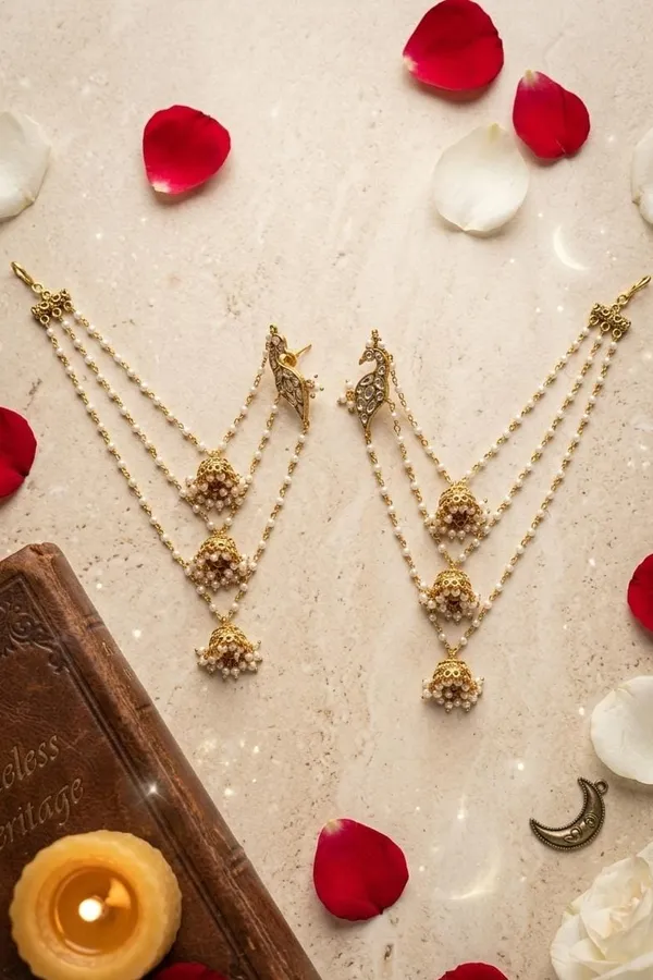 Ethnic Kundan Jhumki Pearls Stud Earrings