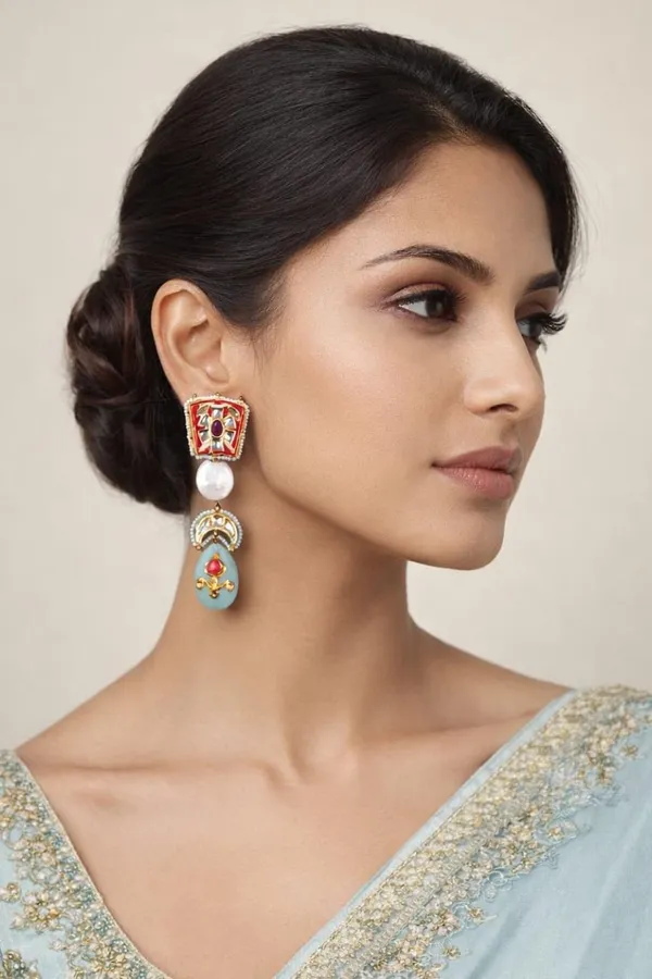 Red Omen Pastel Blue Drop Earrings