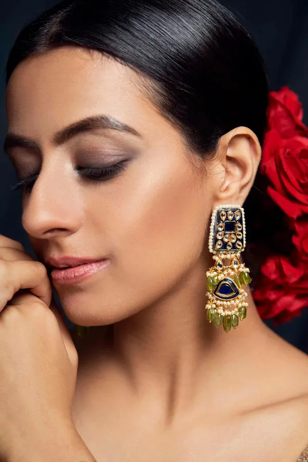 Royal Blue Olive Green Earrings