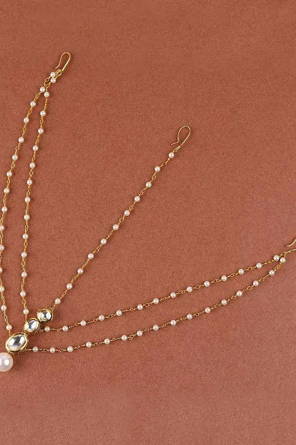 Kundan And Pearl Layered Mathapatti