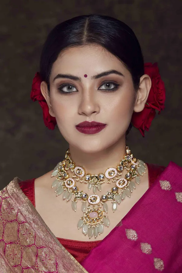 Pink Meenakari Gulabi Grace Kundan Necklace
