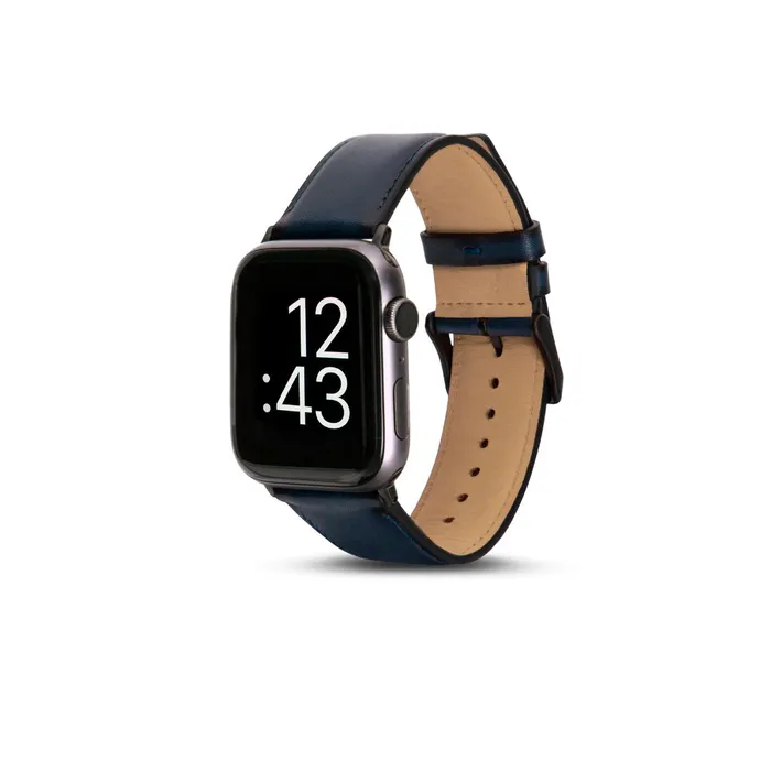 Lapis Bard Leather Apple Watch Strap - Navy