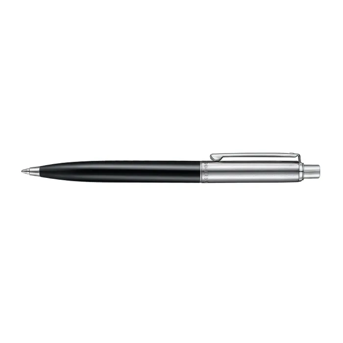 Sheaffer Sentinel Metal 332 Glossy Black Barrel and Brushed Chrome Cap Ballpoint Pen with Chrome-Plated Trims