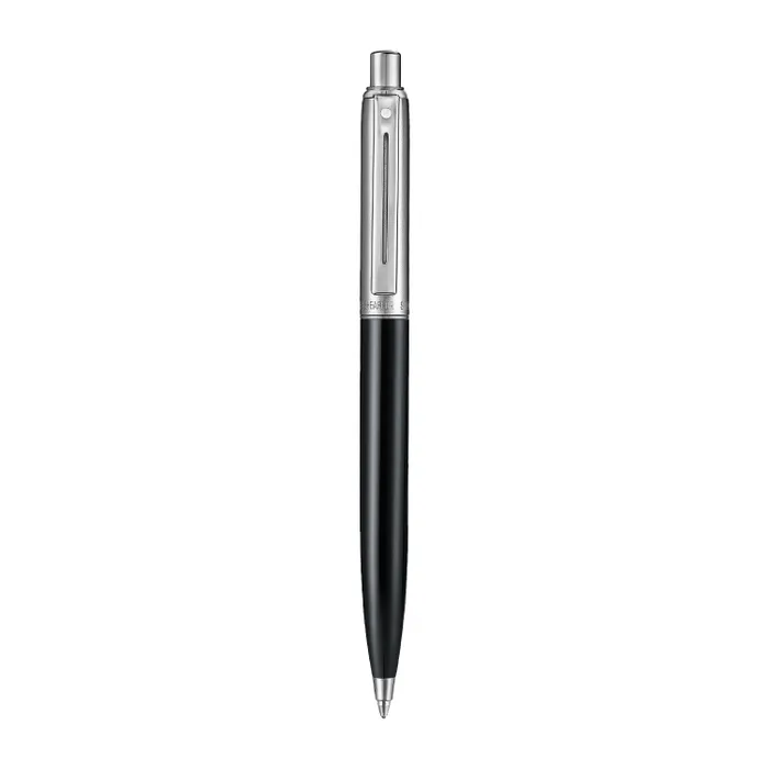 Sheaffer Sentinel Metal 332 Glossy Black Barrel and Brushed Chrome Cap Ballpoint Pen with Chrome-Plated Trims