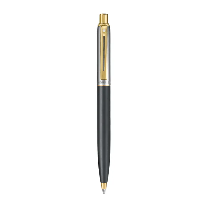 Sheaffer Sentinel Metal 334 Matte Black Barrel and Brushed Chrome Cap Ballpoint Pen with Gold-Plated Trims