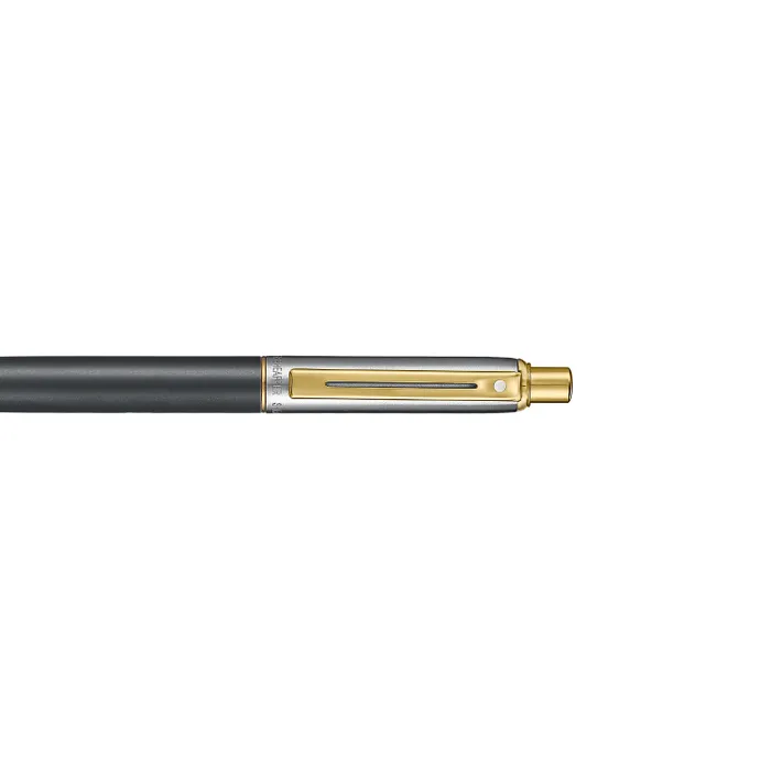 Sheaffer Sentinel Metal 334 Matte Black Barrel and Brushed Chrome Cap Ballpoint Pen with Gold-Plated Trims