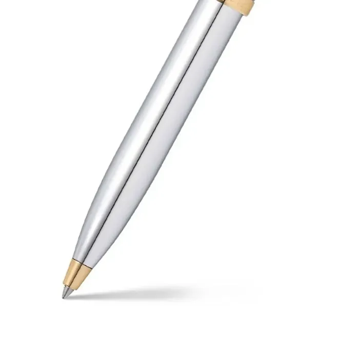 Sheaffer Gift Set 100 9340 Fountain Pen (M) and Ballpoint Pen Bright Chrome with Gold Trims - Set of 2 Pens