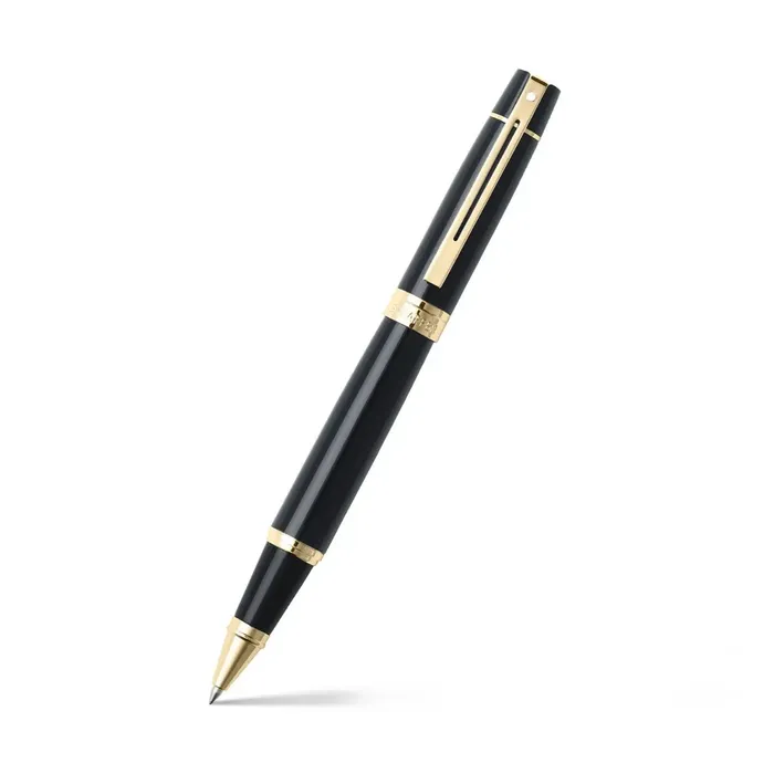 Sheaffer Gift Set 300 9325 Fountain Pen (M) and Rollerball Pen Glossy Black and Gold Trims - Set of 2 Pens