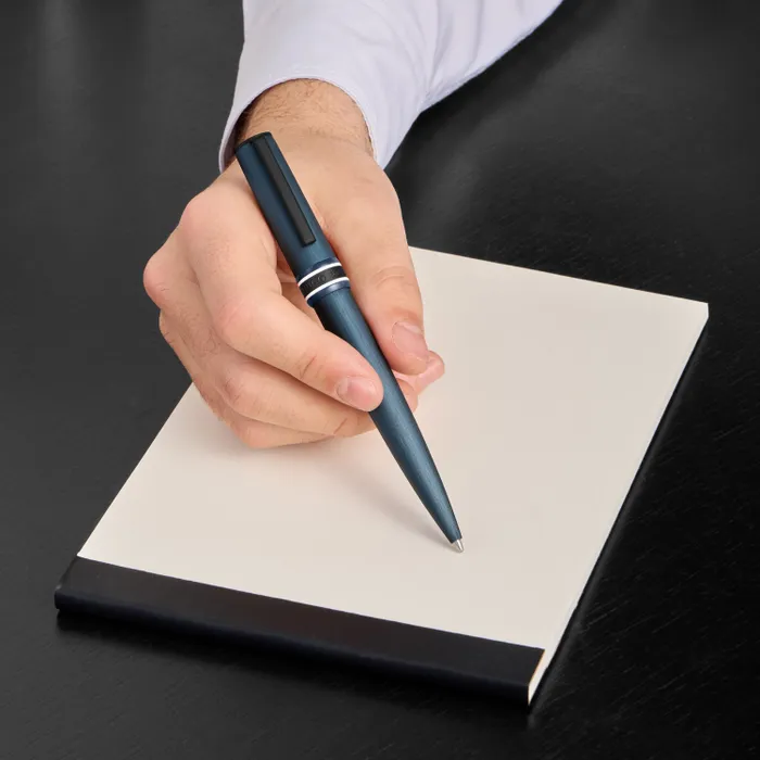 Hugo Boss Ballpoint Pen Arche Brushed Ring Navy