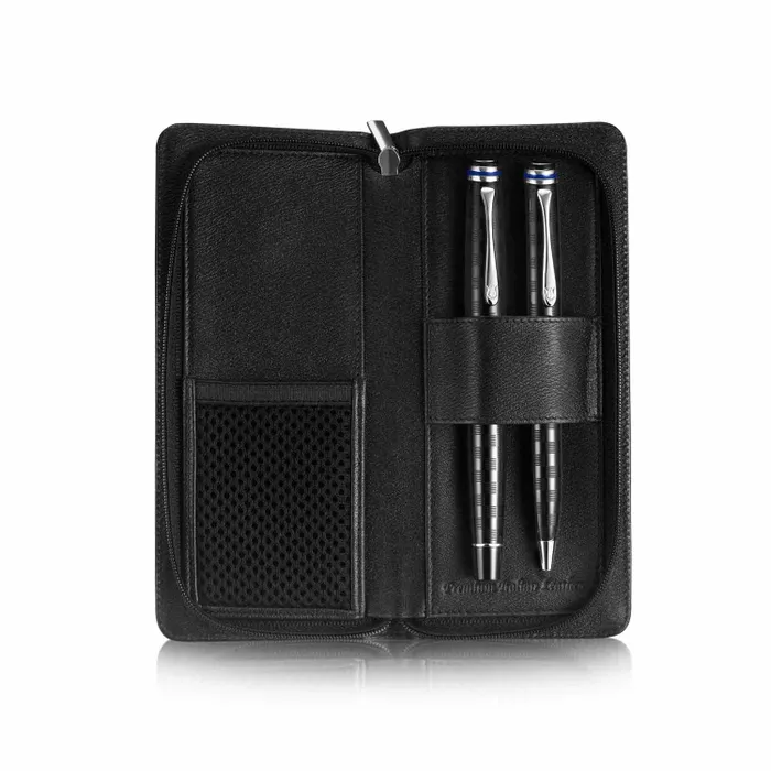 Lapis Bard Belgravia Leather Pen Pouch for 2 Pen Black