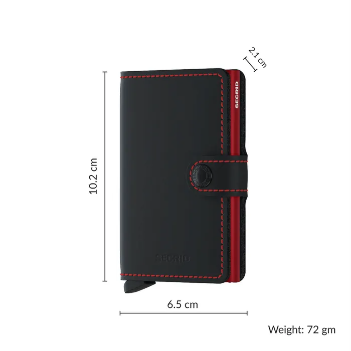 Secrid Miniwallet Matte Black with Red Cardprotector