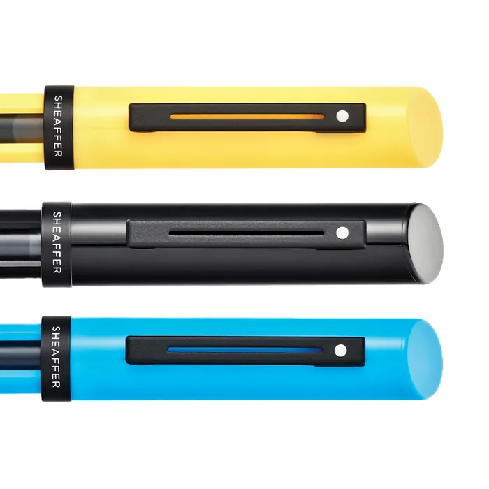 Sheaffer Calligraphy Black, Blue and Yellow Fountain pens Maxikit in Hangsell - F, M, B nibs