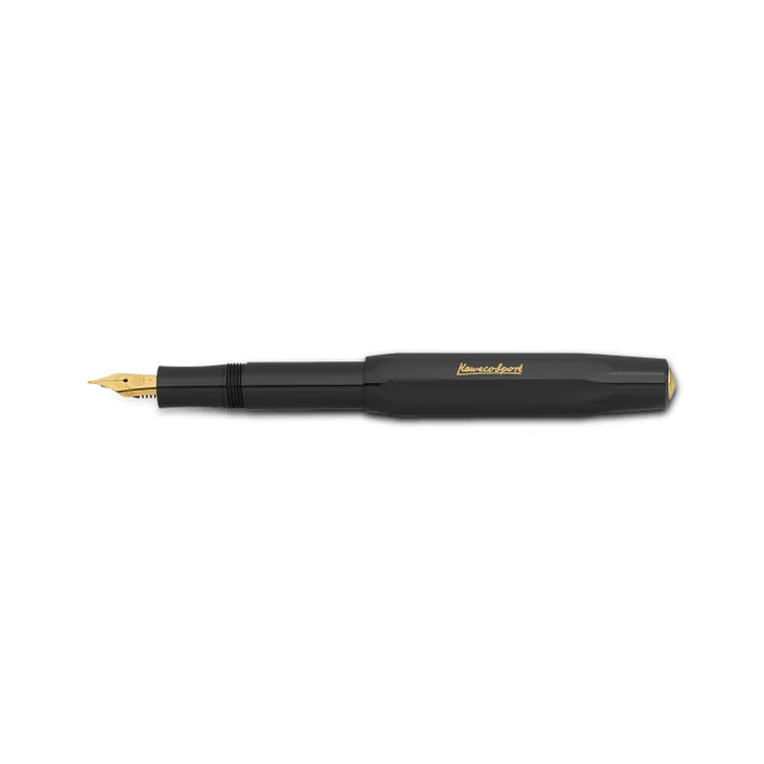 Kaweco Classic Sport Fountain Pen Black with Gold Trims - Medium