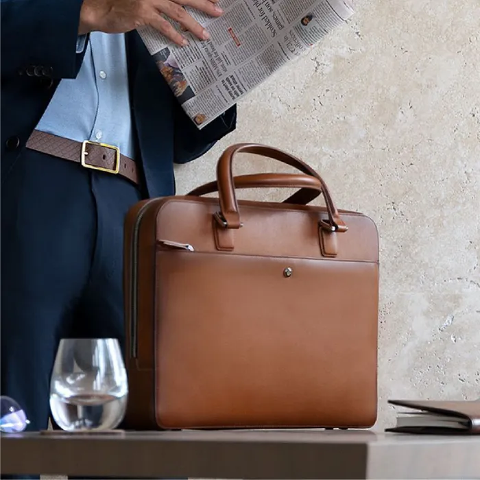 Lapis Bard Ducorium Spencer 14-inch Slim Laptop Business Bag - Cognac